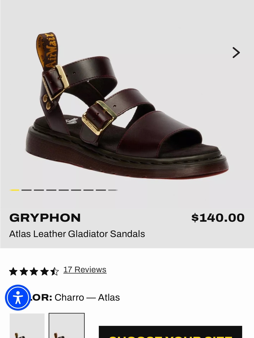Dr. Martens Gryphon Atlas Leather Gladiator Sandals — Charro brand new